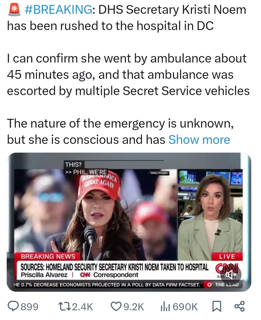 dhs secretary rushed to hospital in dc—no clear details yet - meme