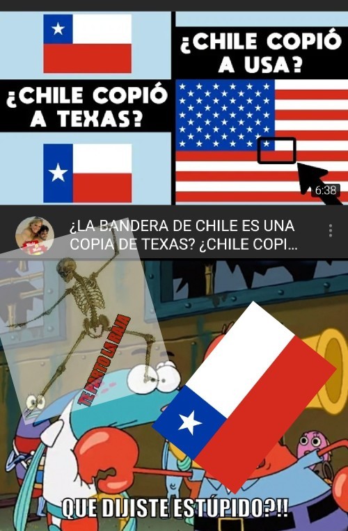 Es cierto, las banderas de Chile y la de Texas son muy parecidas - meme