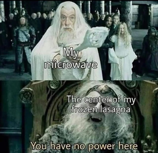 Frozen lasagna centers: immune to microwave laws - meme