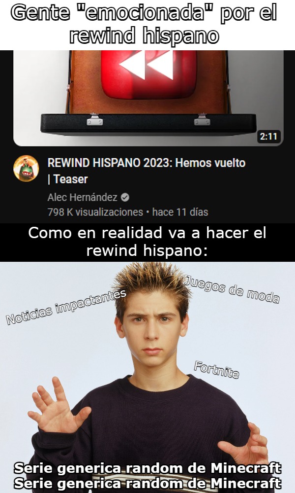 Ya se que se esfuerzan en hacer un video, pero voy a ser honesto, el rewind hispano debió acabar en 2019 - meme