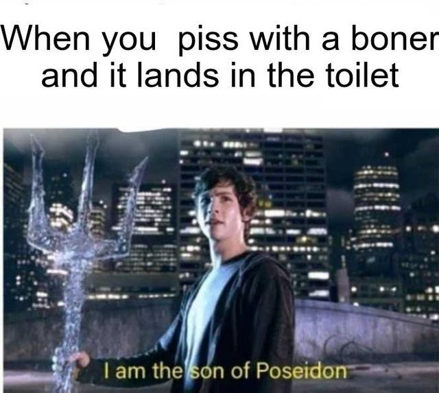 When you piss with a boner and it lands in the toilet - meme