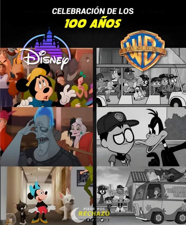 100 años de Disney vs de Warner - meme