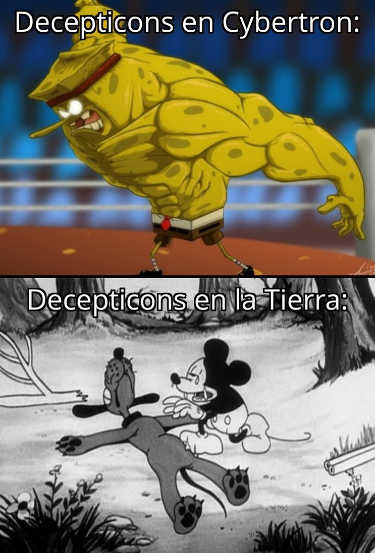 Los Autobots al llegar a la Tierra reciben el poder del guión - meme