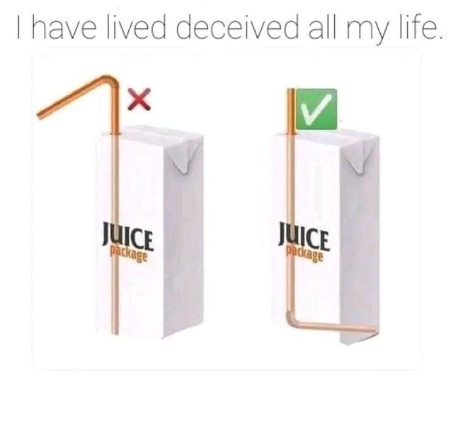 Correct way to drink the juice - meme