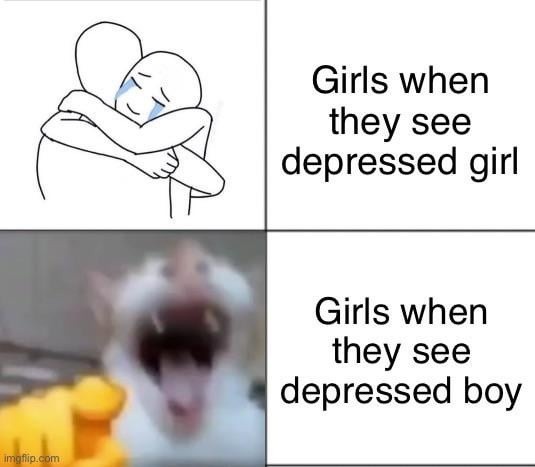 Sad girl vs sad boy: the sympathy gap is unreal - meme