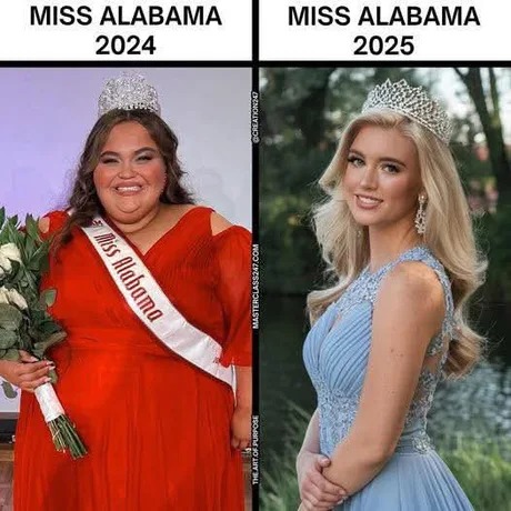 Miss Alabama 2024 vs 2025 - meme