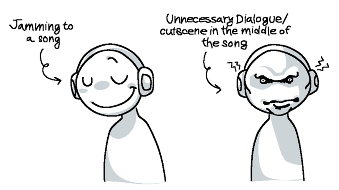 When a random cutscene ruins your jam session - meme