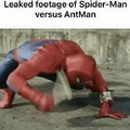 Spiderman trying to beat up ant man be like