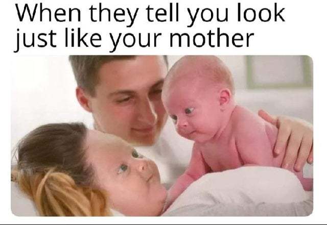 When they tell you look just like your mother - meme
