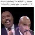 Laughing at a drinking meme