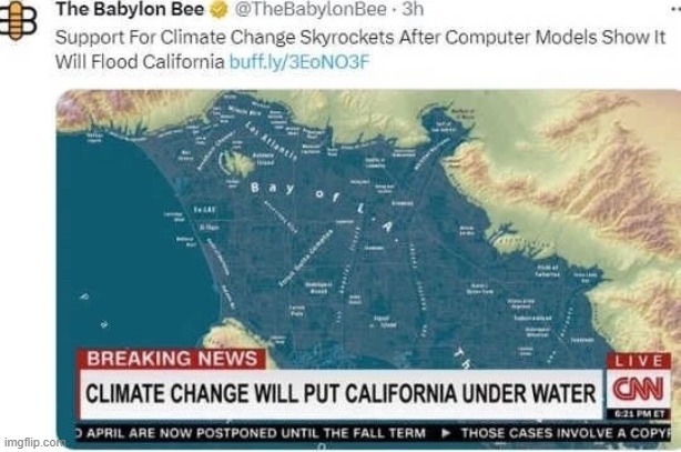 Climate change will put California under water - meme