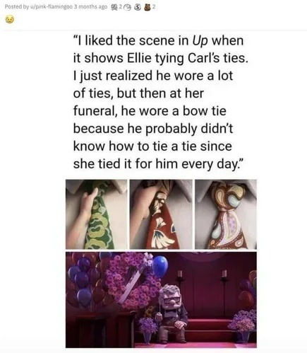 He wore a bow tie at the funeral because she always tied them for him - meme