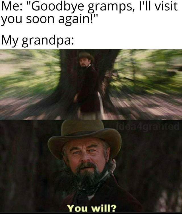 Goodby gramps, I will visit you soon again - meme