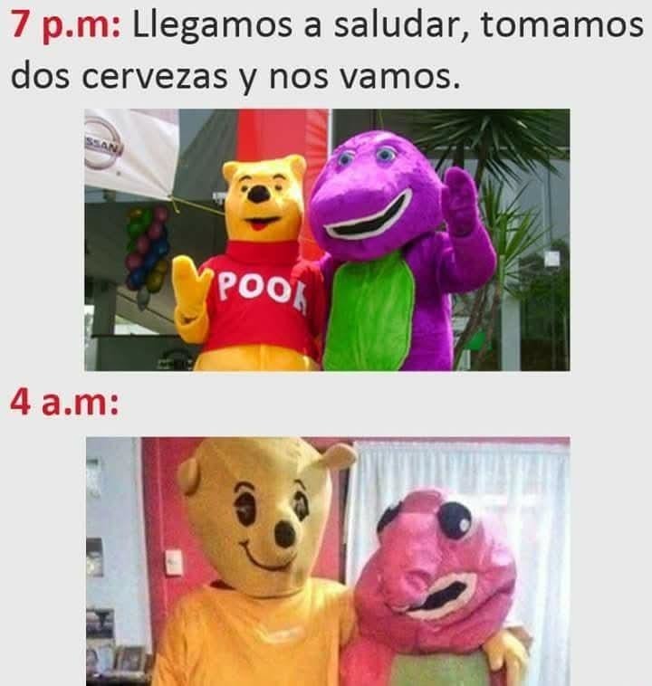 Solo íbamos por dos cervezas... 4AM: nadie sabe qué pasó - meme