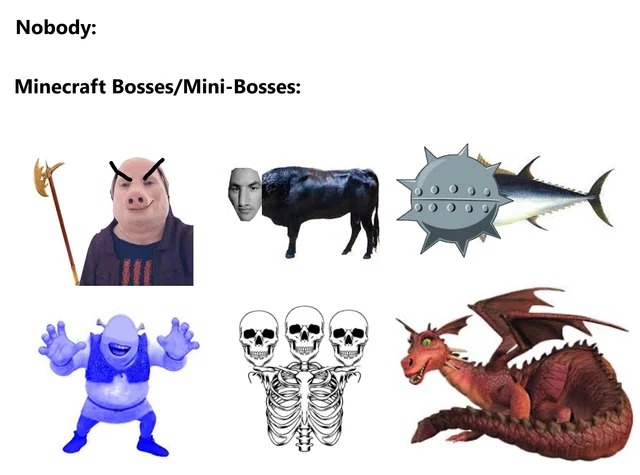 Minecraft bosses and mini bosses - meme