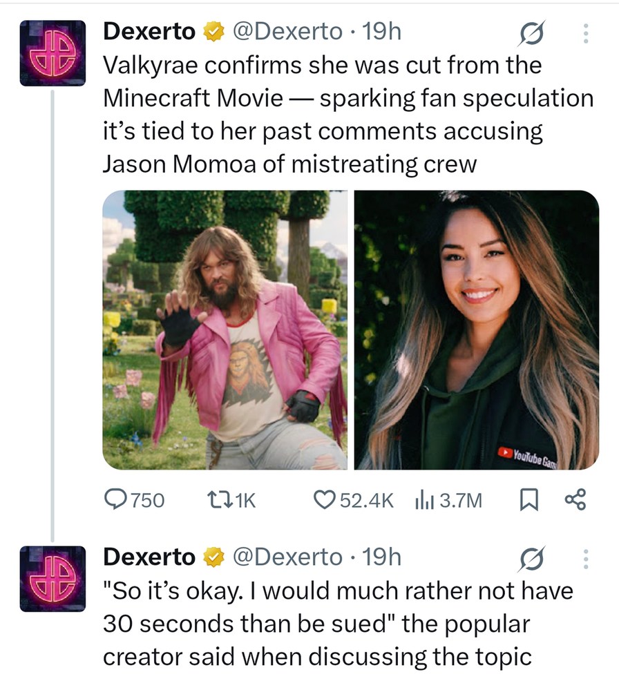 Valkyrae cut from Minecraft Movie sparks fan chaos - meme