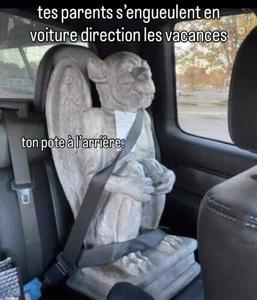 Quand tes parents s'embrouillent sur l'autoroute direction les vacances et toi t'es juste là derrière avec ton doudou - meme