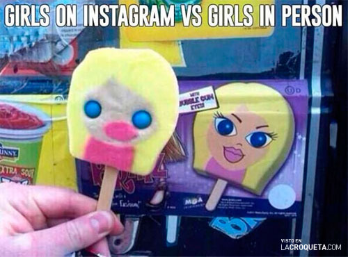 chicas en instagram vs chicas en la realidad  - meme