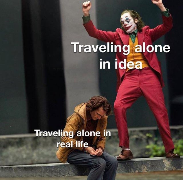 Travelling alone meme