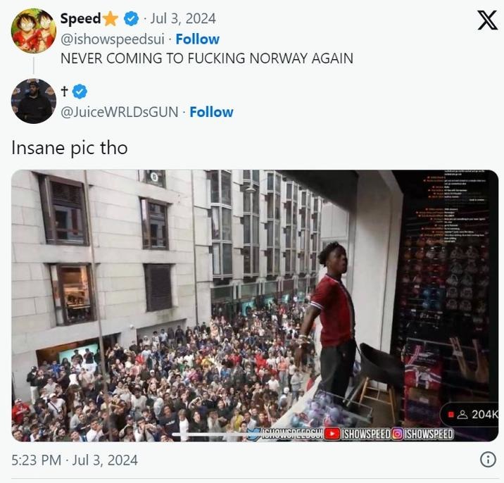 IShowSpeed Norway mob attack meme