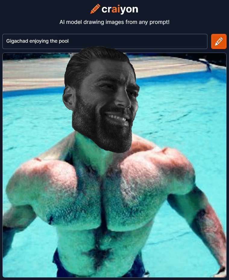 Gigachad enjoying the pool - meme