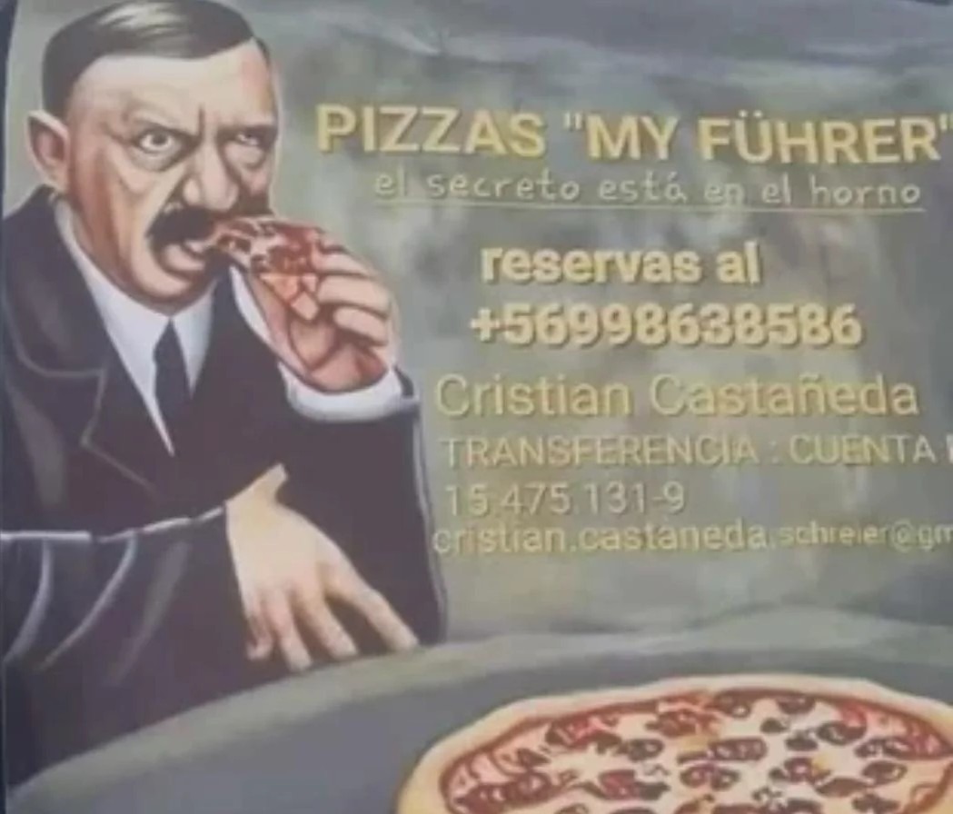 Pizzas del hombre del bigote chistoso - meme