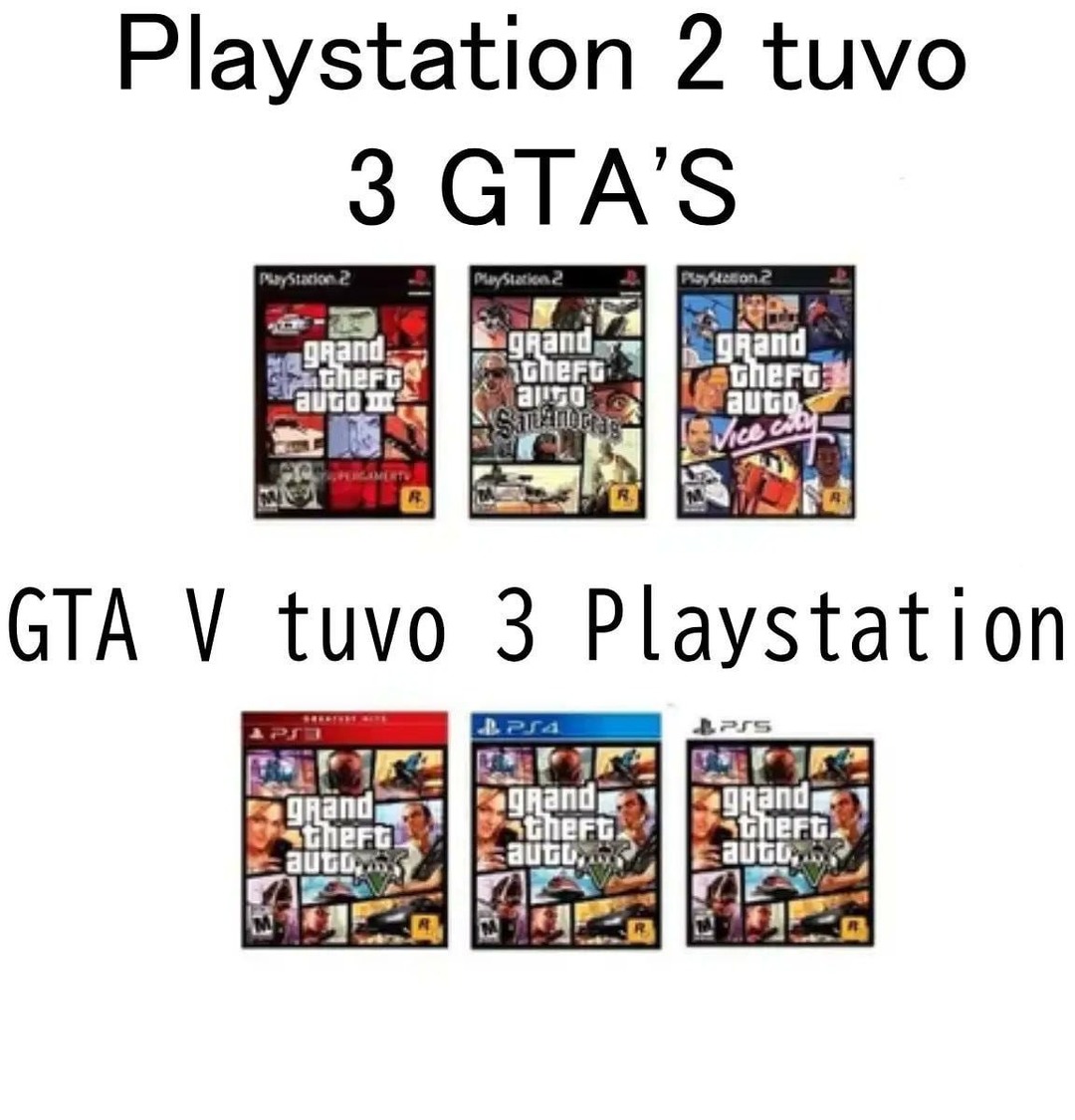La PS2 sacó más GTA que la vida de GTA V - meme