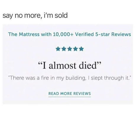 mattress review - meme