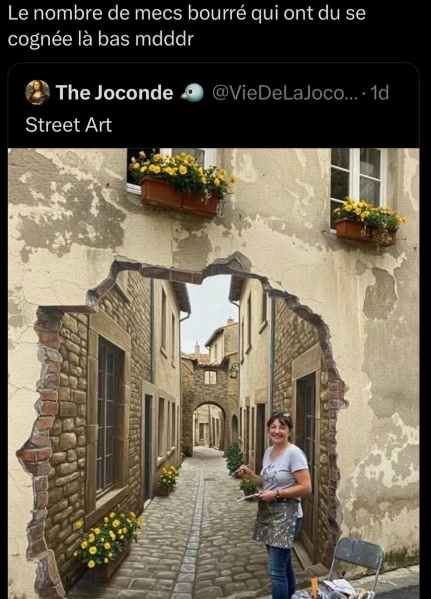 Street art vs front frontal d’un mec bourré à 3h du mat - meme