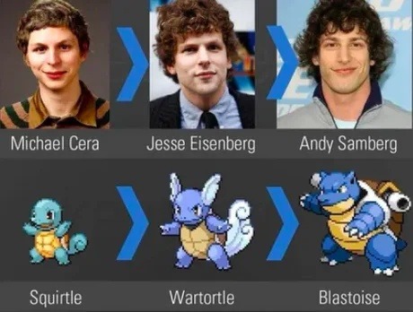 Michael Cera to Blastoise: the evolution chain we deserve - meme