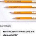 recalled pencils from 90s do drugs campaign