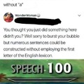 Speech , destruction 100