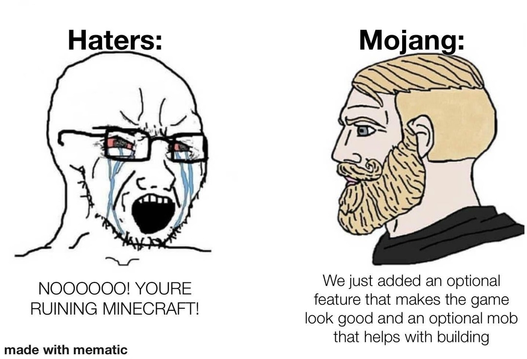 Mojang’s ruining Minecraft with ‘optional’ features that actually make it better. What are they up to? - meme