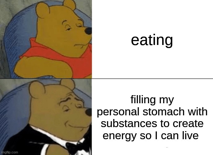 E for energy and eating - meme