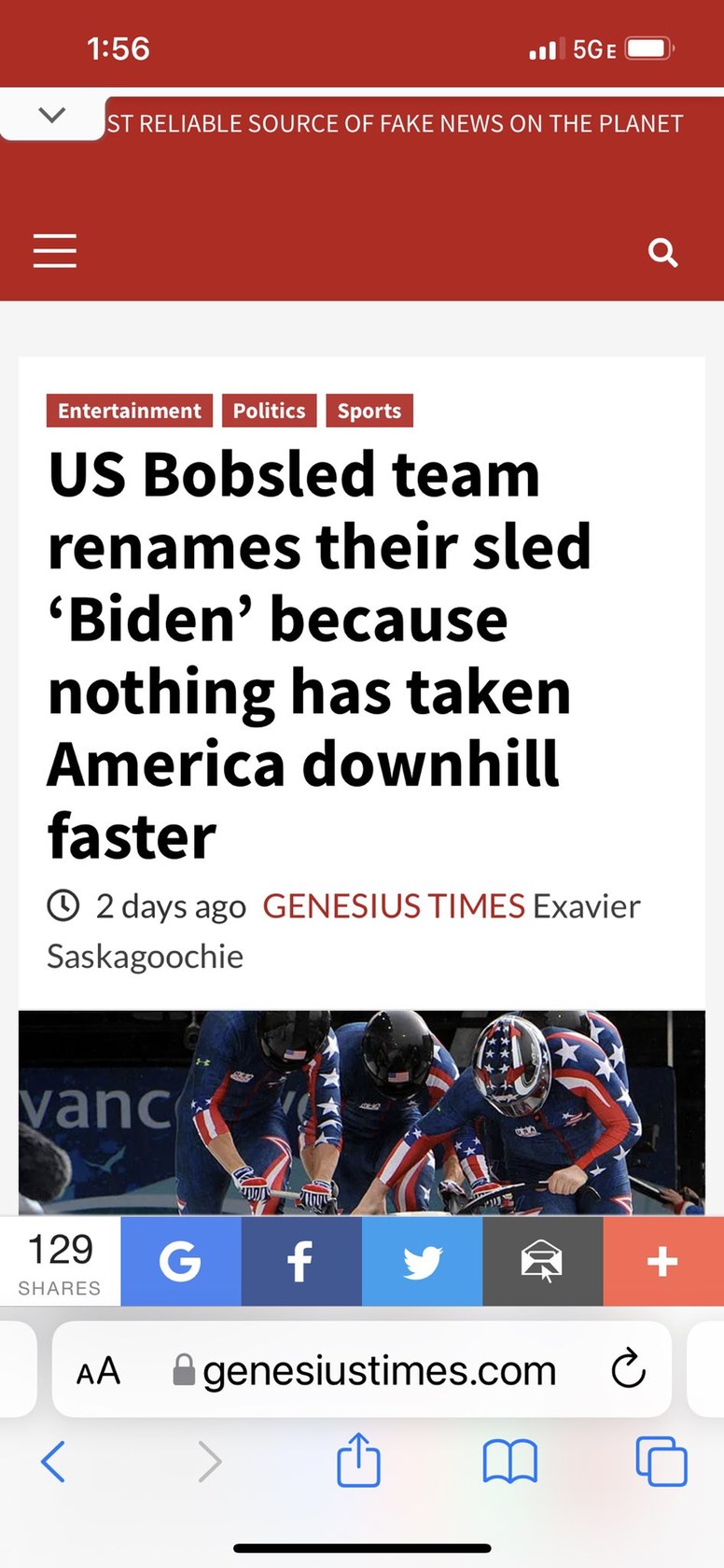 US Bobsled team has a new name for the sled. - meme
