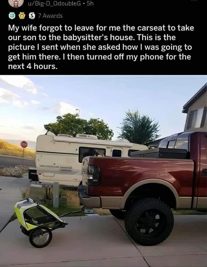 Wife forgot the car seat so I improvised and ghosted - meme