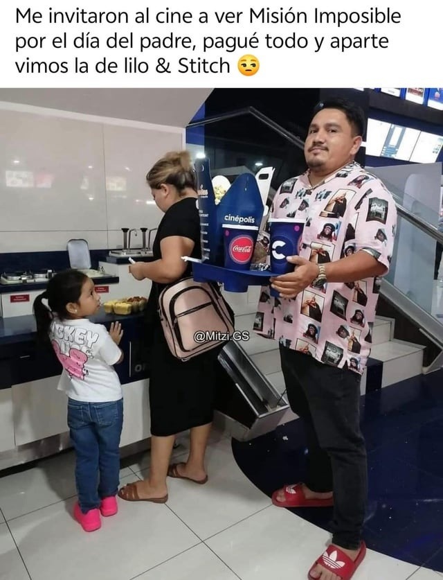 Me invitaron al cine por el Día del Padre y acabé pagando Lilo & Stitch - meme