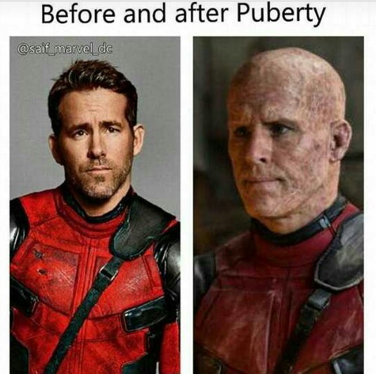 Antes e depois da puberdade - meme