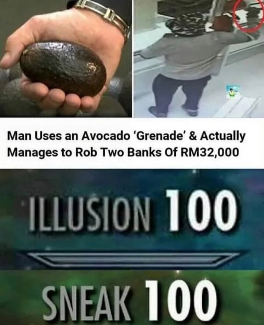 How did someone not realise he was holding an avocado - meme