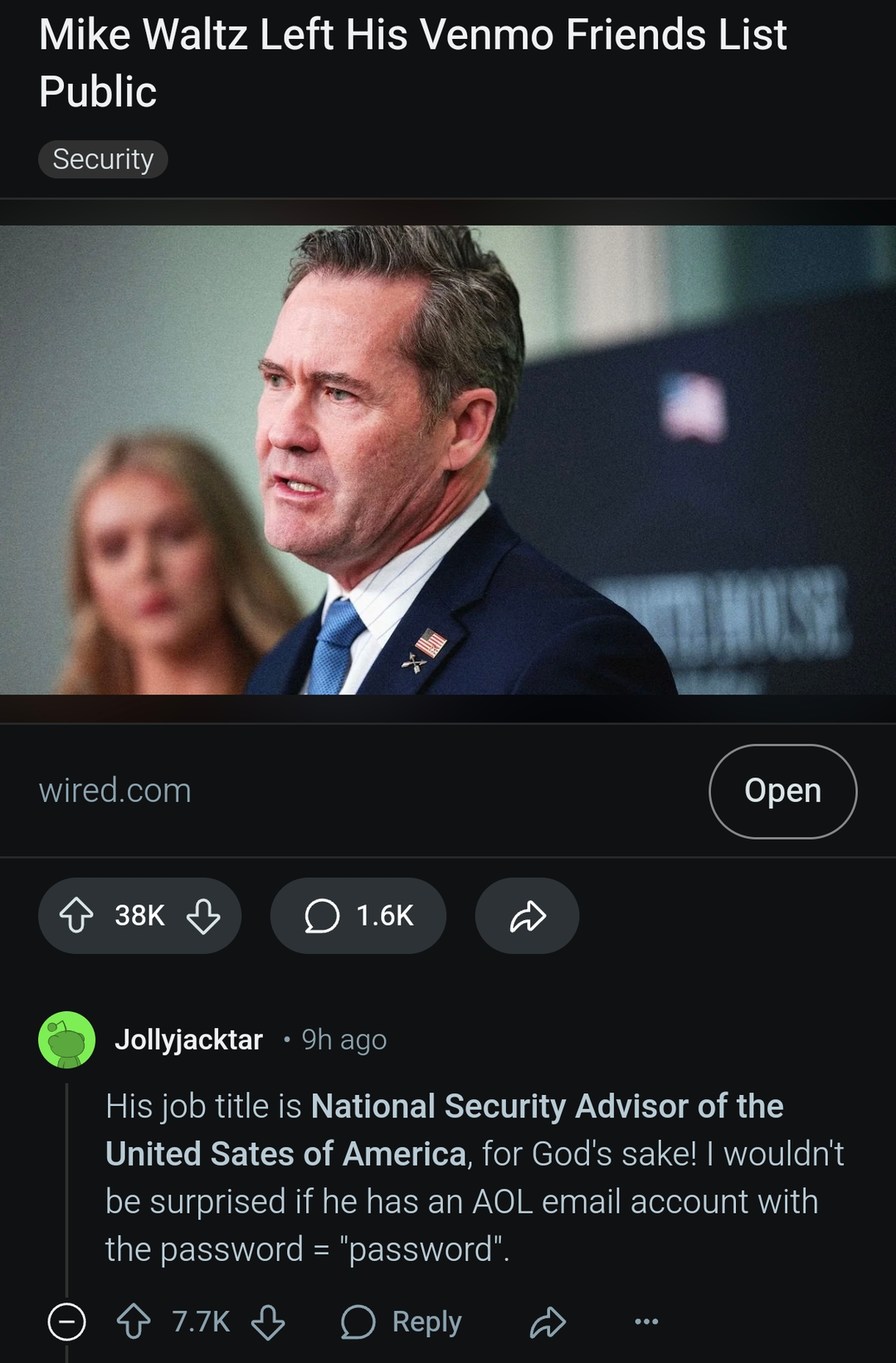 National Security Advisor still uses 'password' as his password - meme