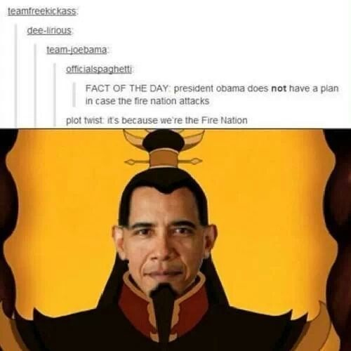 If Obama is the fire lord, then who's the avatar? - meme