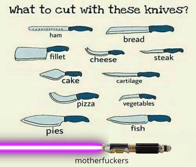 What to cut with these knives? - meme