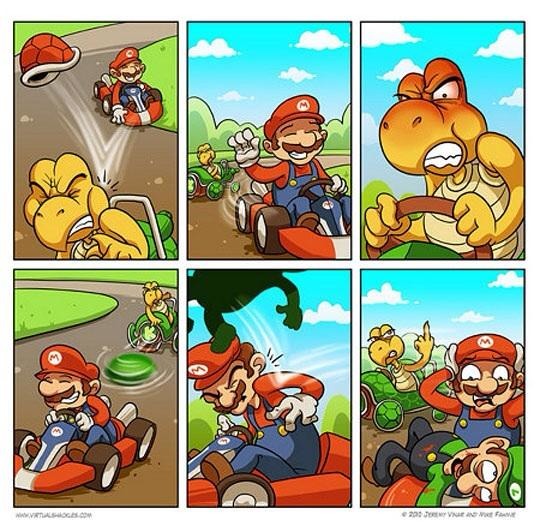 Vu d'une certaine manière, c vrai que Luigi se fait maltraité pendant les courses de Mario kart - meme