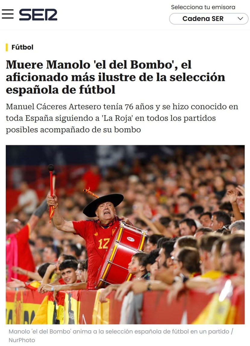 Murió Manolo el del Bombo, el alma de La Roja - meme