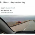 That remind me Cars when Flash McQueen sleep in the highway