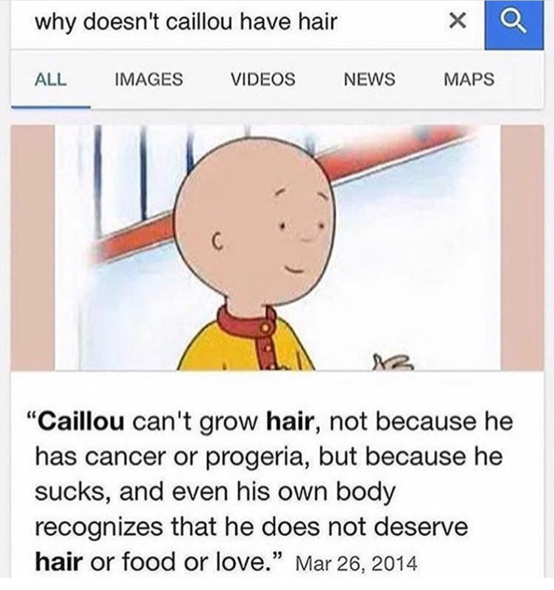 Why doesn t caillou have hair meme