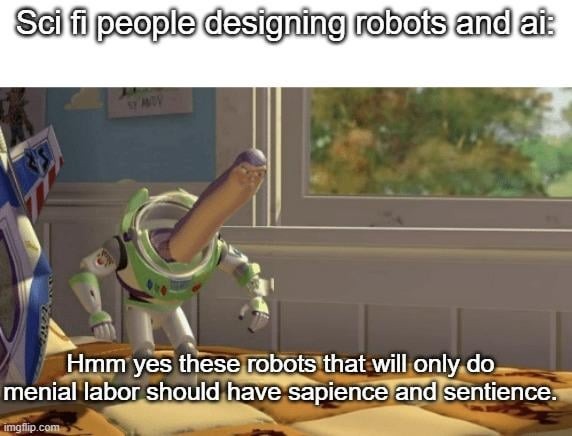 Sci fi people designing robots and ai - meme