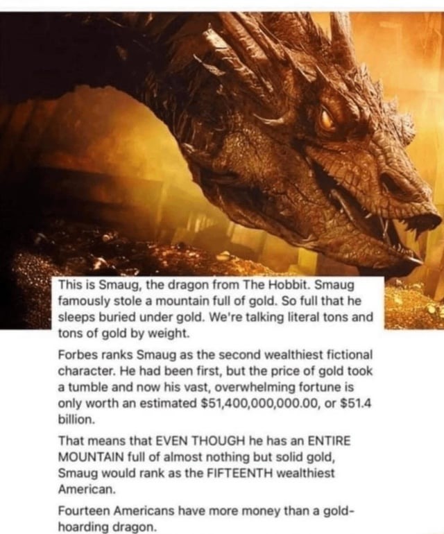 Smaug wealth vs the most rich people in the planet - meme