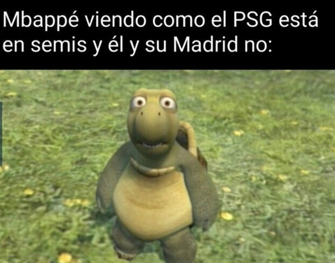 Mbappé viendo que el PSG sigue en semis y él no - meme