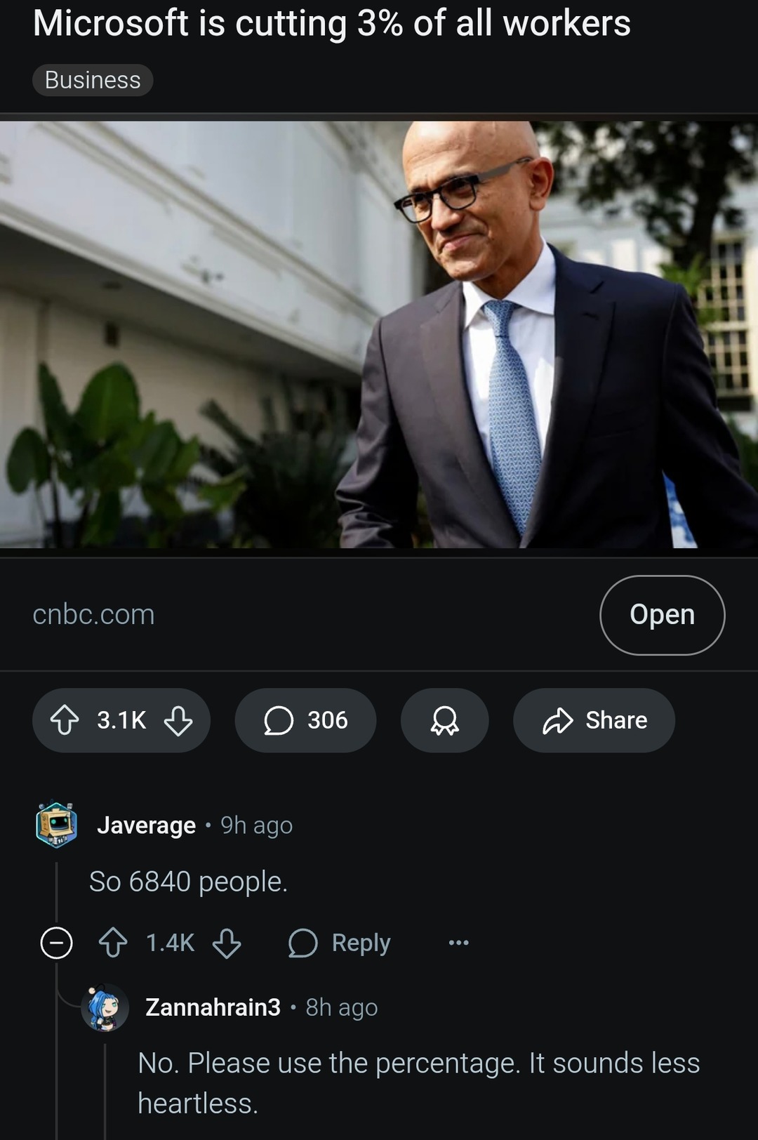 Microsoft: we didn’t fire 6,840 people... we cut 3% - meme